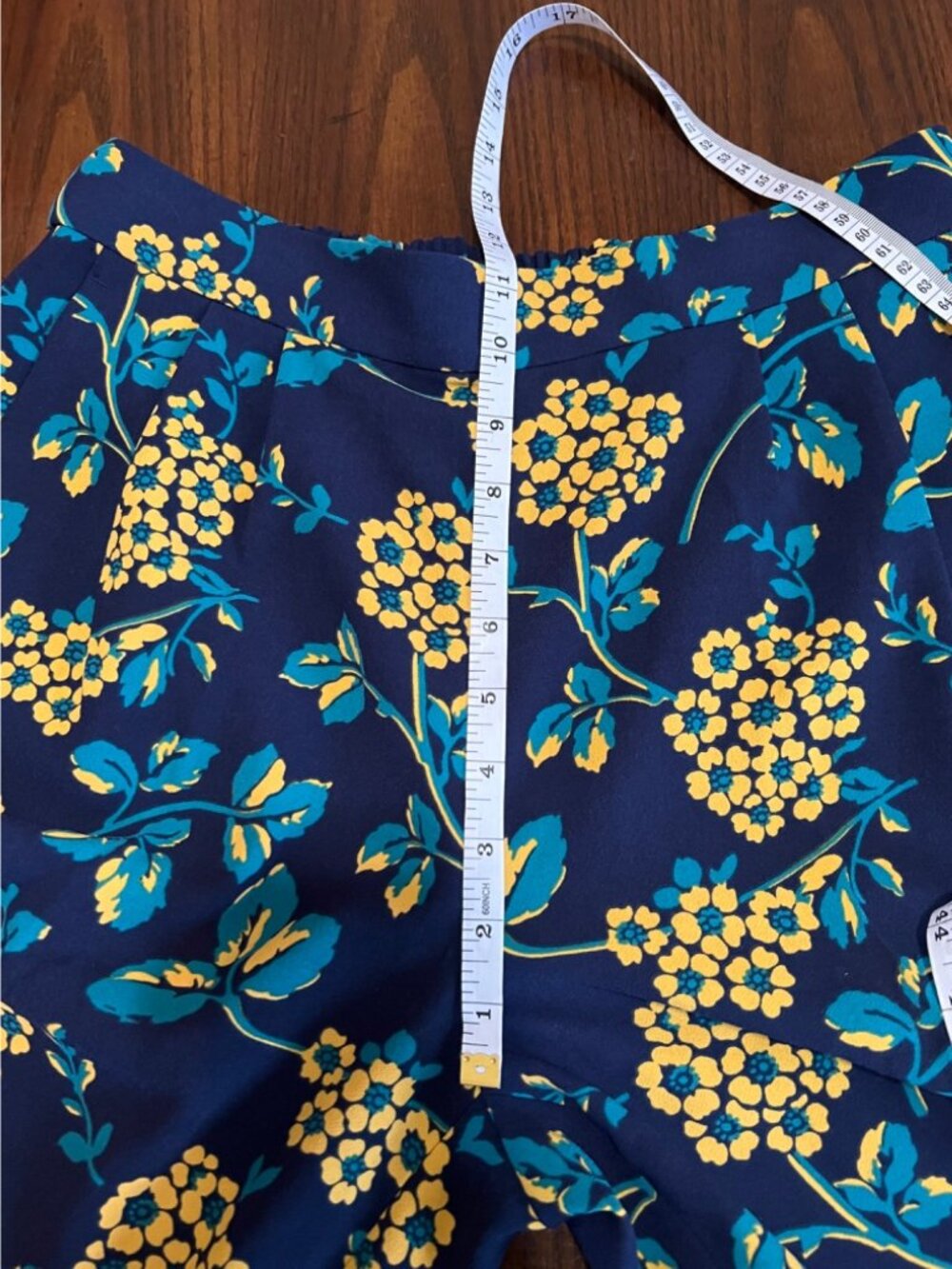 J.Crew Floral Wide Leg Pants Palazzos Cropped PullOn High Rise Blue Yellow 6 NEW - Picture 7 of 8